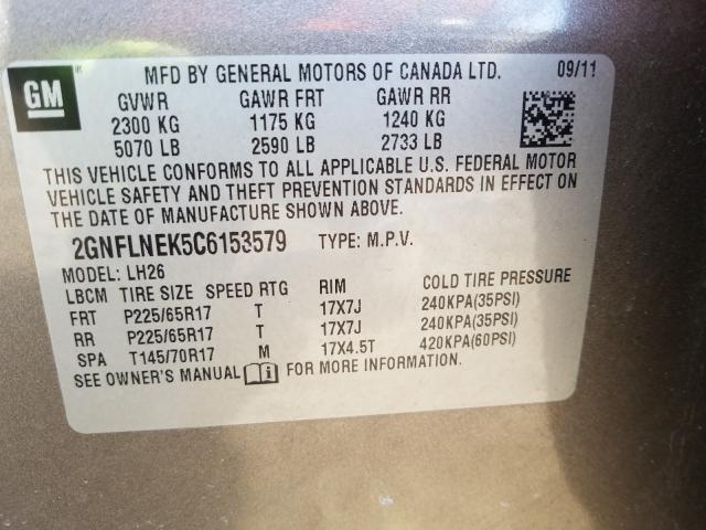 Photo 9 VIN: 2GNFLNEK5C6153579 - CHEVROLET EQUINOX LT 