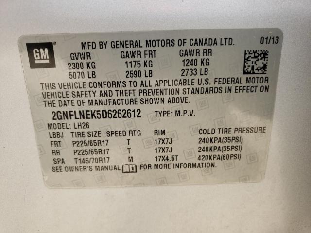 Photo 9 VIN: 2GNFLNEK5D6262612 - CHEVROLET EQUINOX LT 