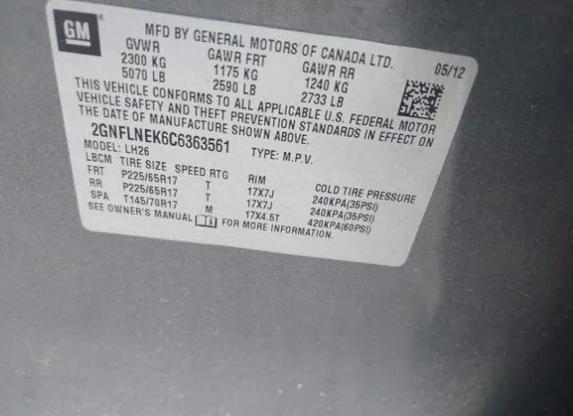 Photo 8 VIN: 2GNFLNEK6C6363561 - CHEVROLET EQUINOX 