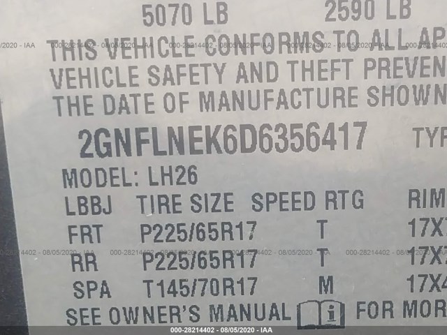 Photo 8 VIN: 2GNFLNEK6D6356417 - CHEVROLET EQUINOX 