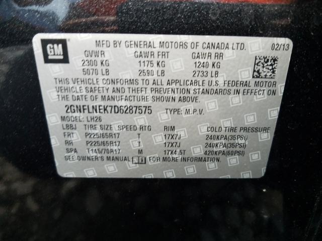 Photo 9 VIN: 2GNFLNEK7D6287575 - CHEVROLET EQUINOX LT 