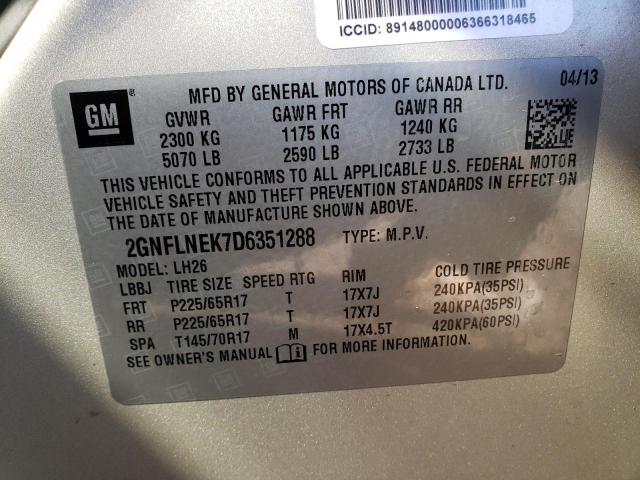 Photo 9 VIN: 2GNFLNEK7D6351288 - CHEVROLET EQUINOX LT 