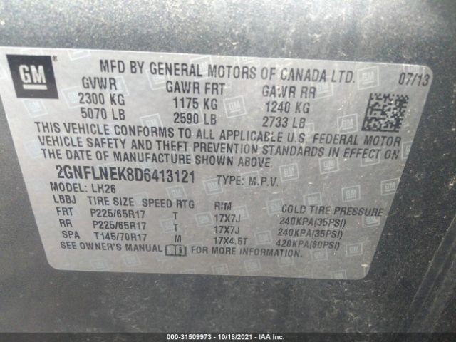 Photo 8 VIN: 2GNFLNEK8D6413121 - CHEVROLET EQUINOX 