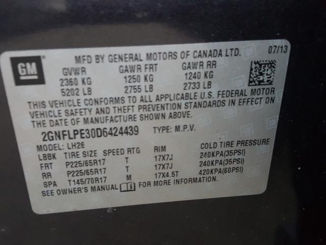 Photo 9 VIN: 2GNFLPE30D6424439 - CHEVROLET EQUINOX LT 