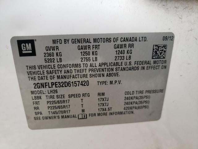 Photo 9 VIN: 2GNFLPE32D6157420 - CHEVROLET EQUINOX LT 