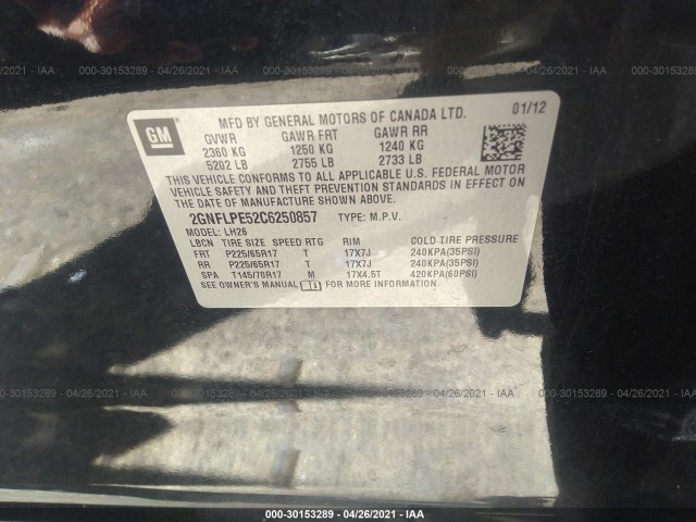 Photo 8 VIN: 2GNFLPE52C6250857 - CHEVROLET EQUINOX 