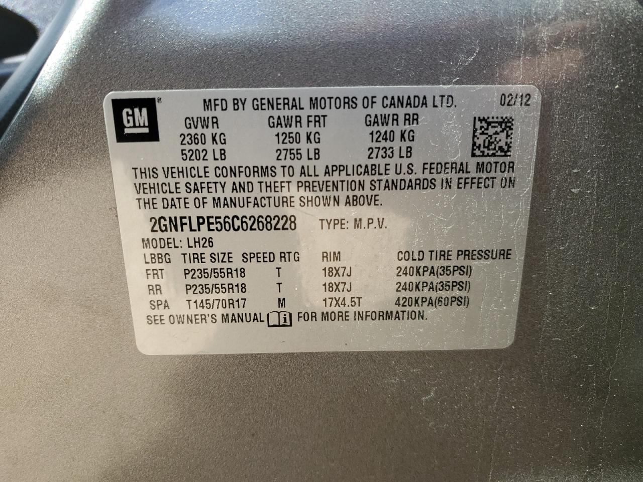 Photo 13 VIN: 2GNFLPE56C6268228 - CHEVROLET EQUINOX 