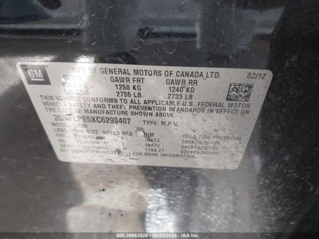 Photo 8 VIN: 2GNFLPE5XC6293407 - CHEVROLET EQUINOX 