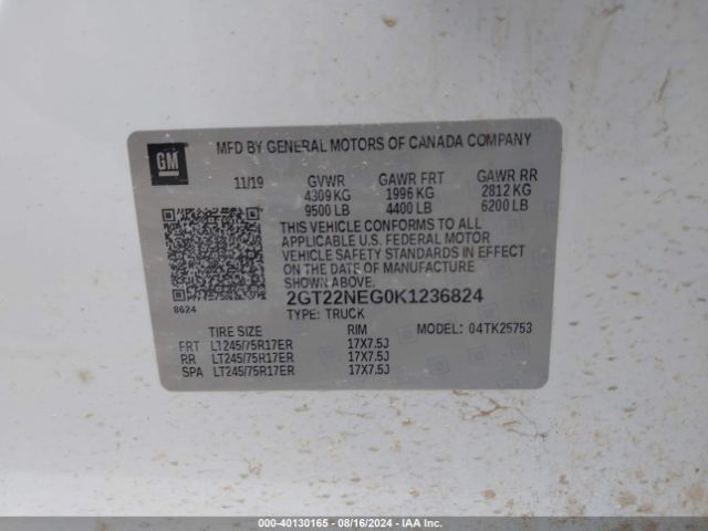 Photo 8 VIN: 2GT22NEG0K1236824 - GMC SIERRA HD 