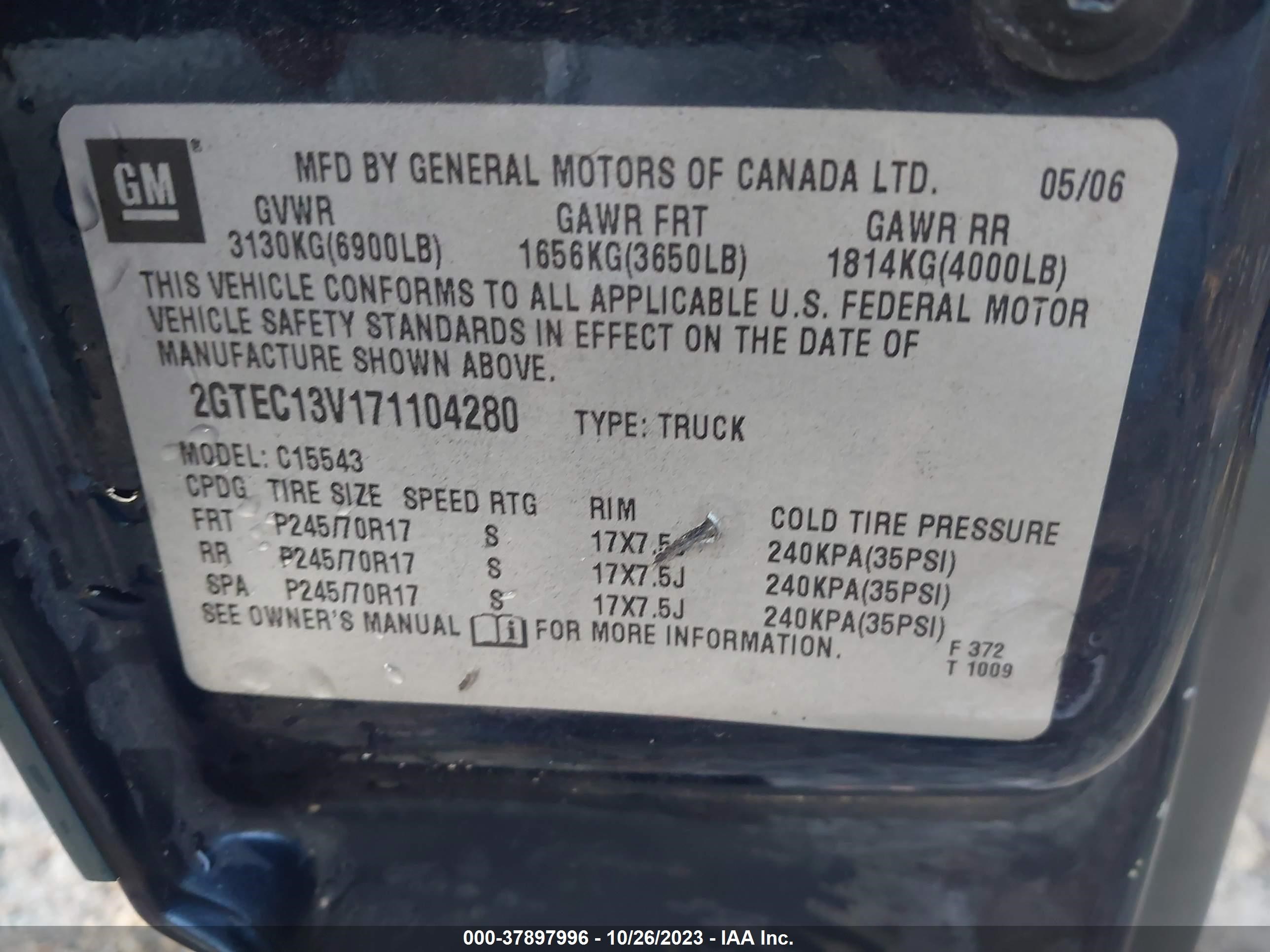 Photo 8 VIN: 2GTEC13V171104280 - GMC SIERRA 