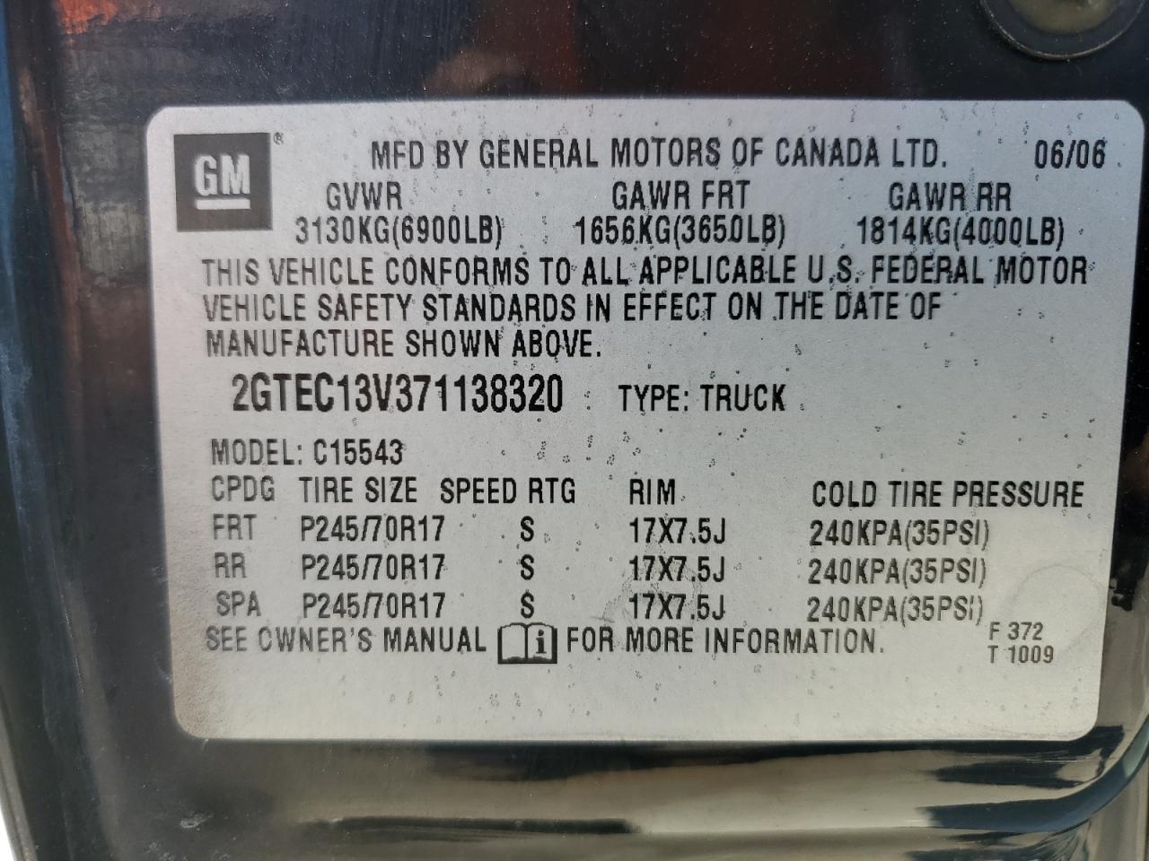 Photo 12 VIN: 2GTEC13V371138320 - GMC SIERRA 