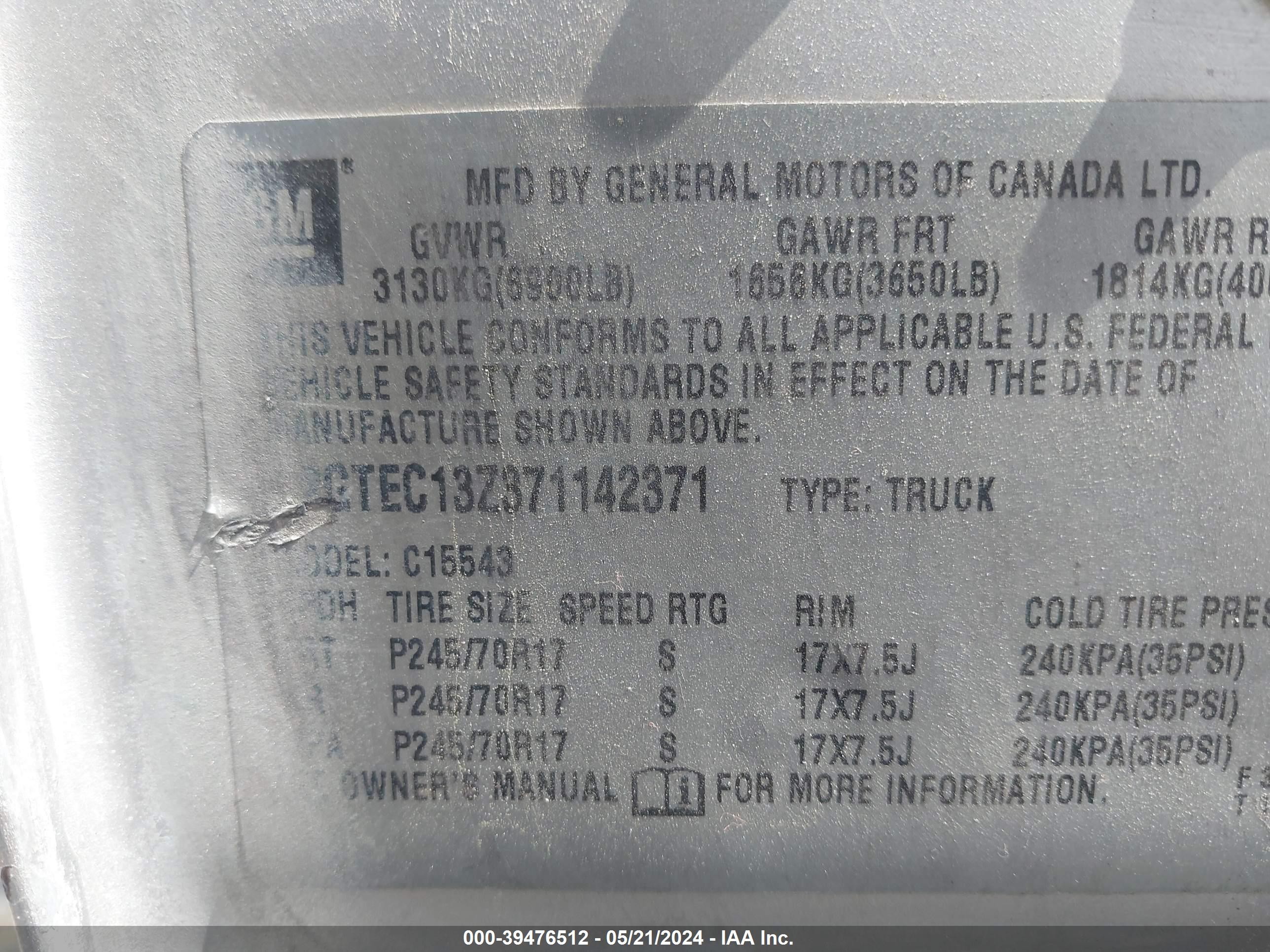 Photo 8 VIN: 2GTEC13Z371142371 - GMC SIERRA 