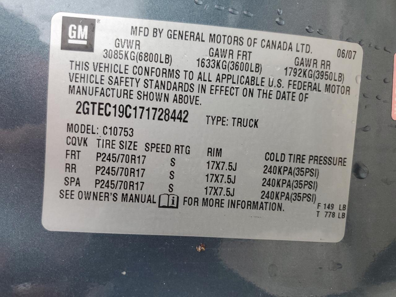 Photo 11 VIN: 2GTEC19C171728442 - GMC SIERRA 