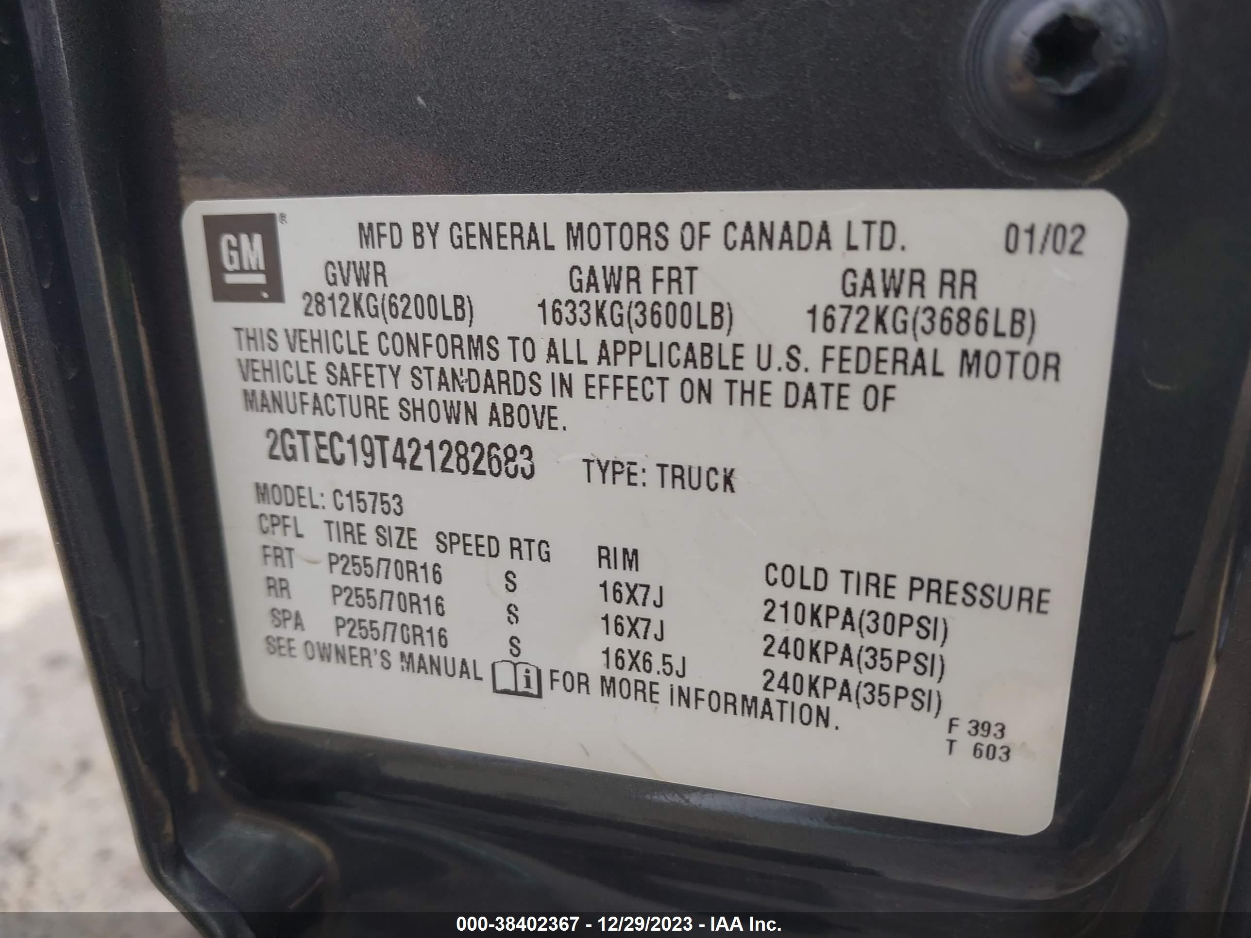 Photo 8 VIN: 2GTEC19T421282683 - GMC SIERRA 