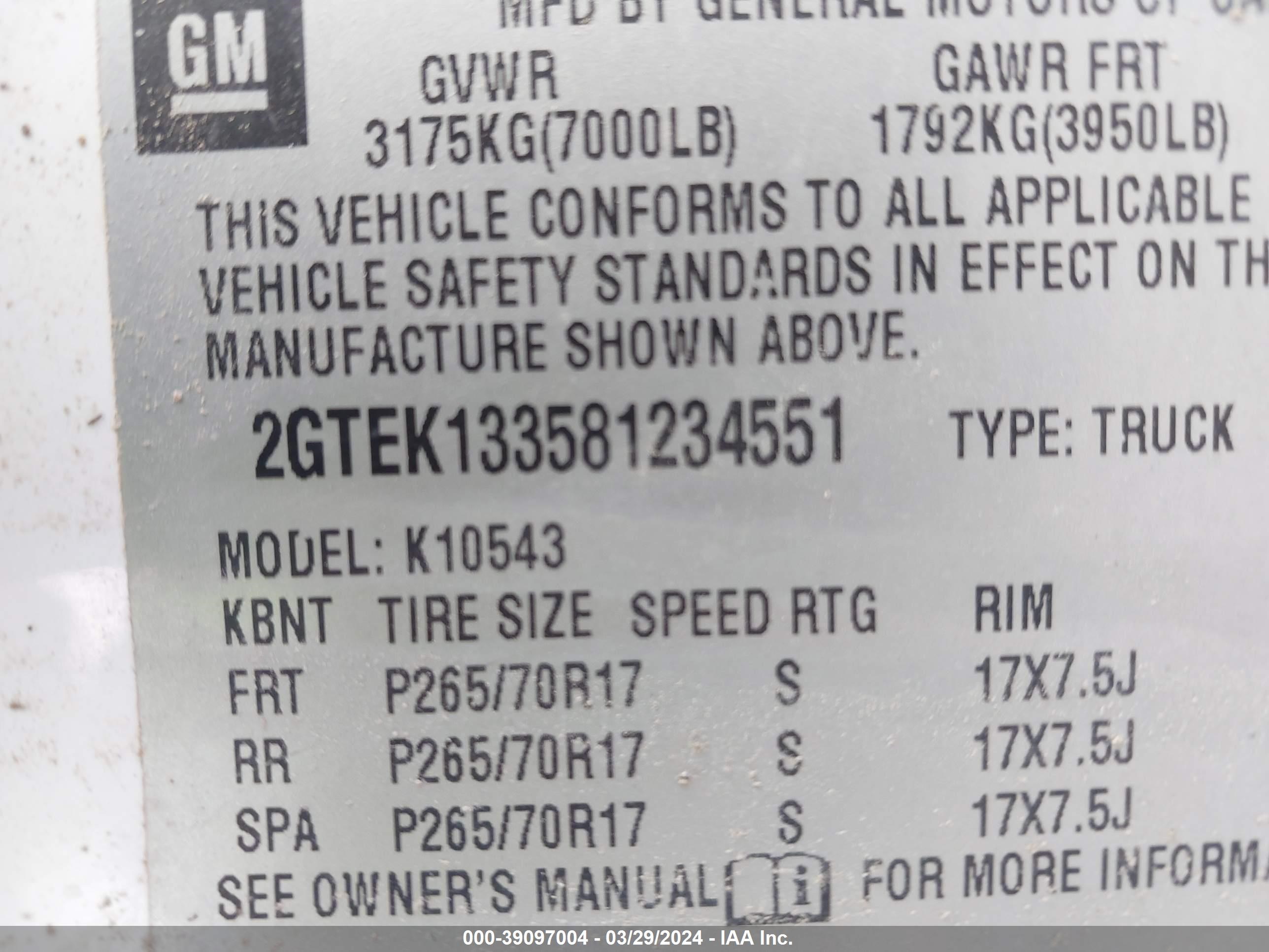 Photo 8 VIN: 2GTEK133581234551 - GMC SIERRA 