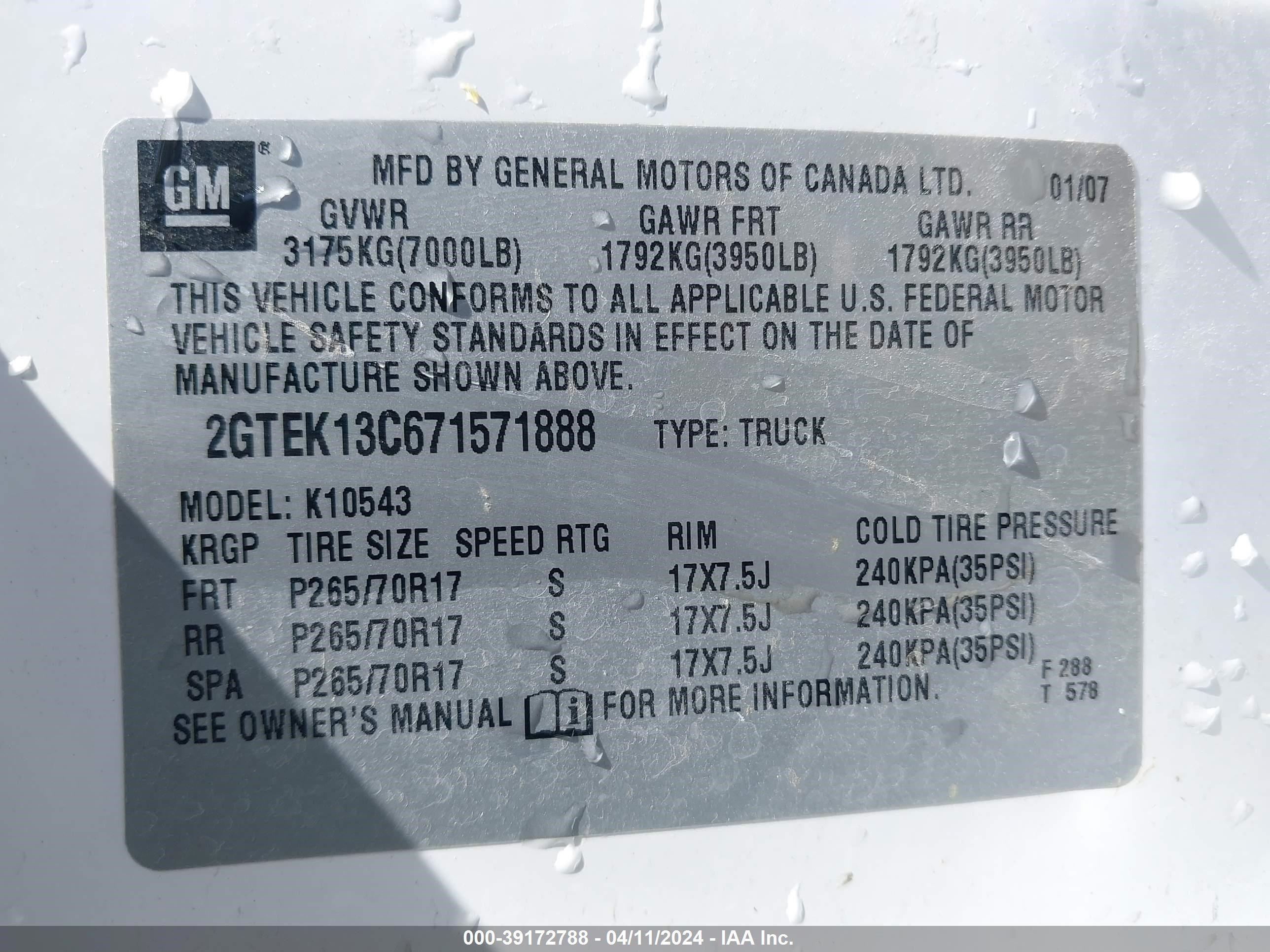 Photo 8 VIN: 2GTEK13C671571888 - GMC SIERRA 