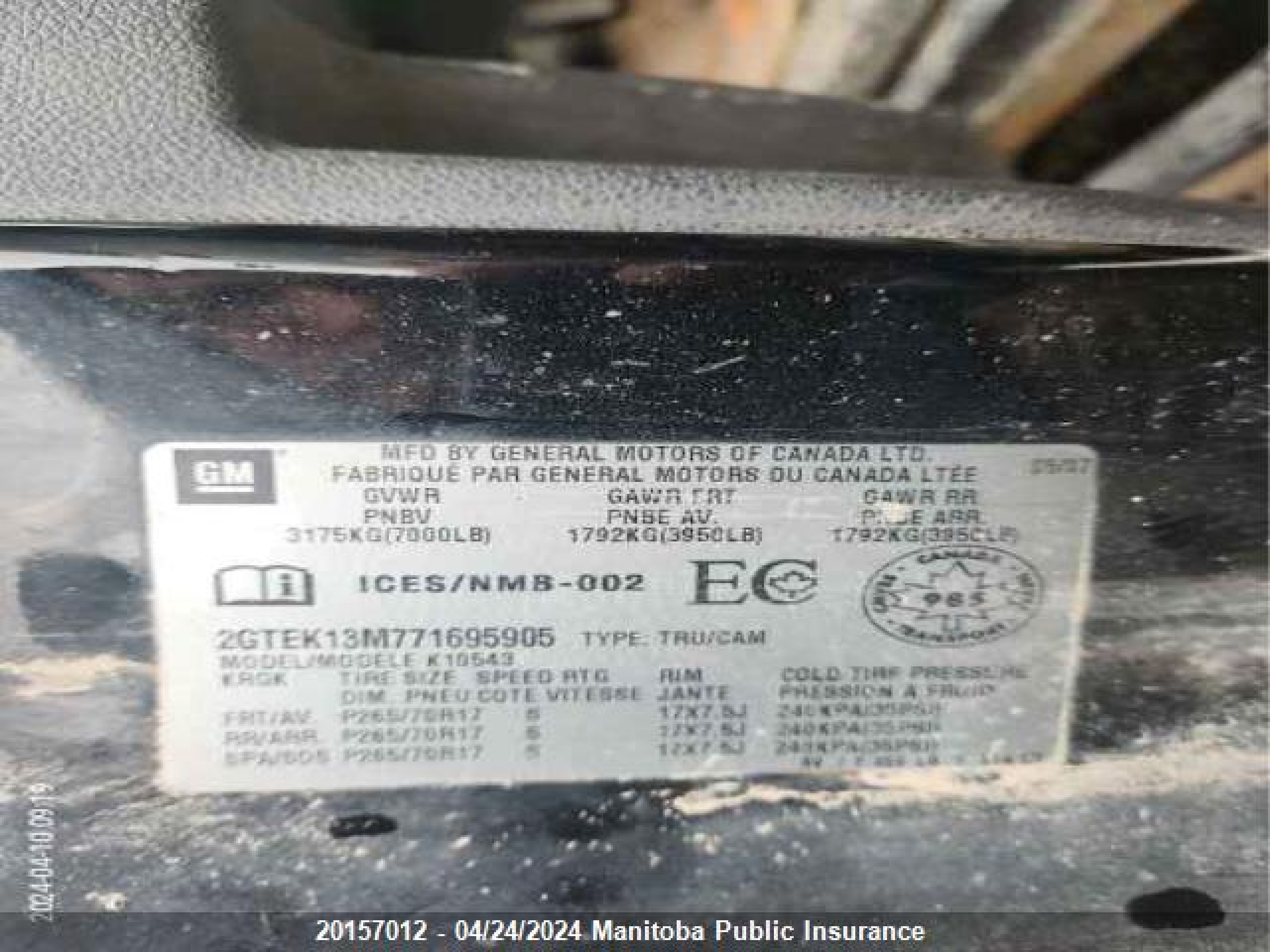 Photo 8 VIN: 2GTEK13M771695905 - GMC NULL 