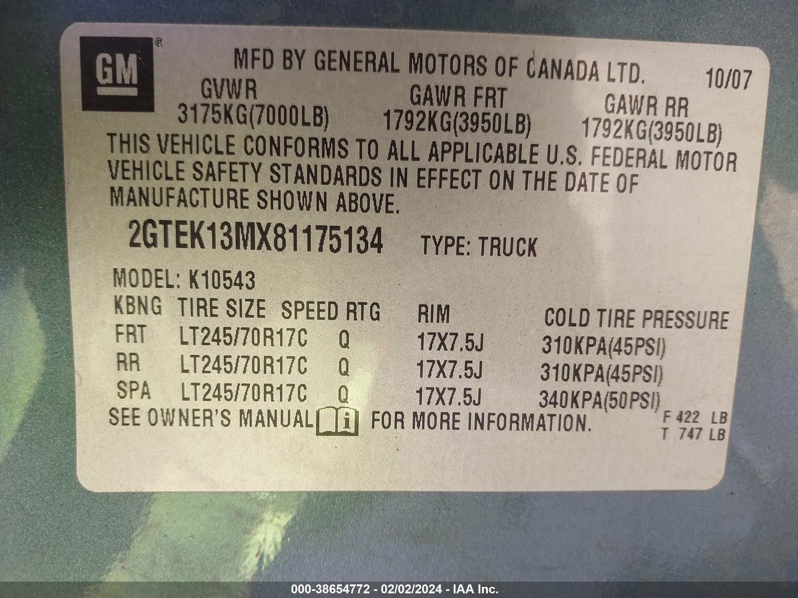 Photo 8 VIN: 2GTEK13MX81175134 - GMC SIERRA 