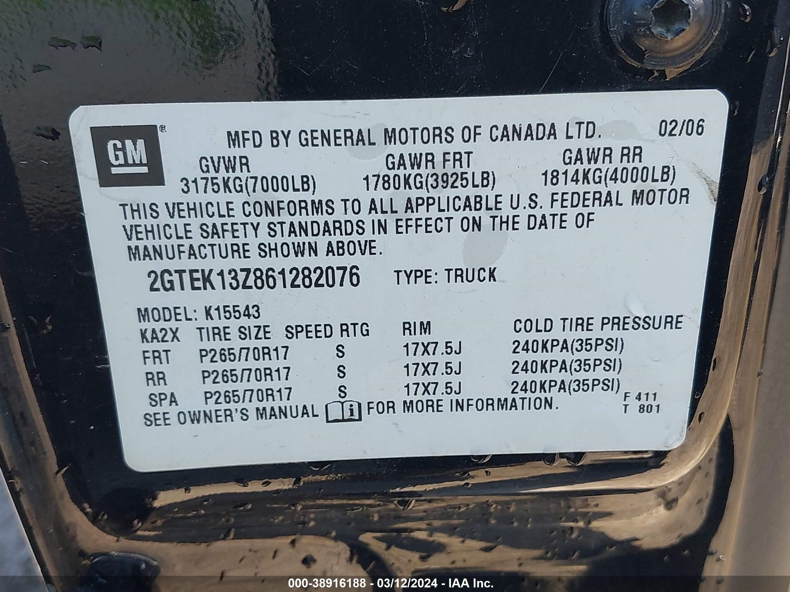 Photo 8 VIN: 2GTEK13Z861282076 - GMC SIERRA 