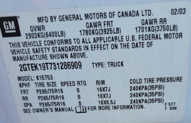 Photo 11 VIN: 2GTEK19T731286909 - GMC SIERRA 