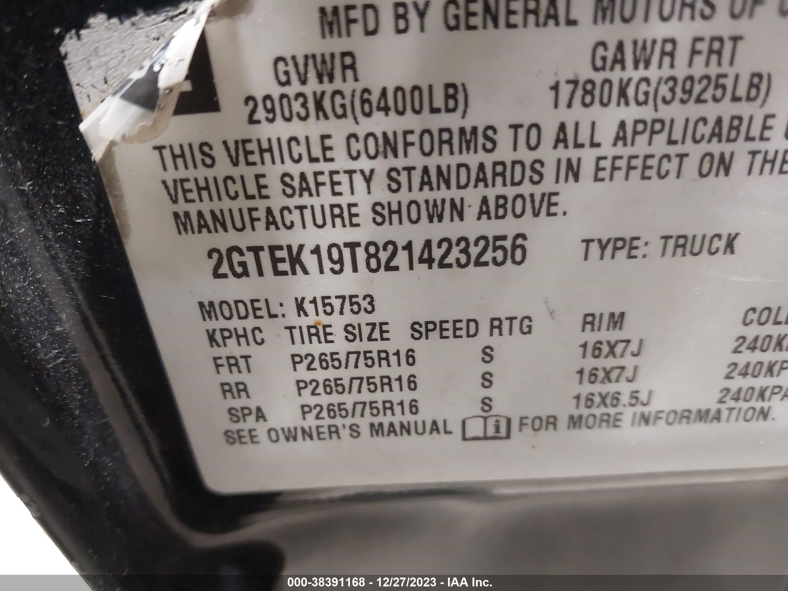 Photo 8 VIN: 2GTEK19T821423256 - GMC SIERRA 