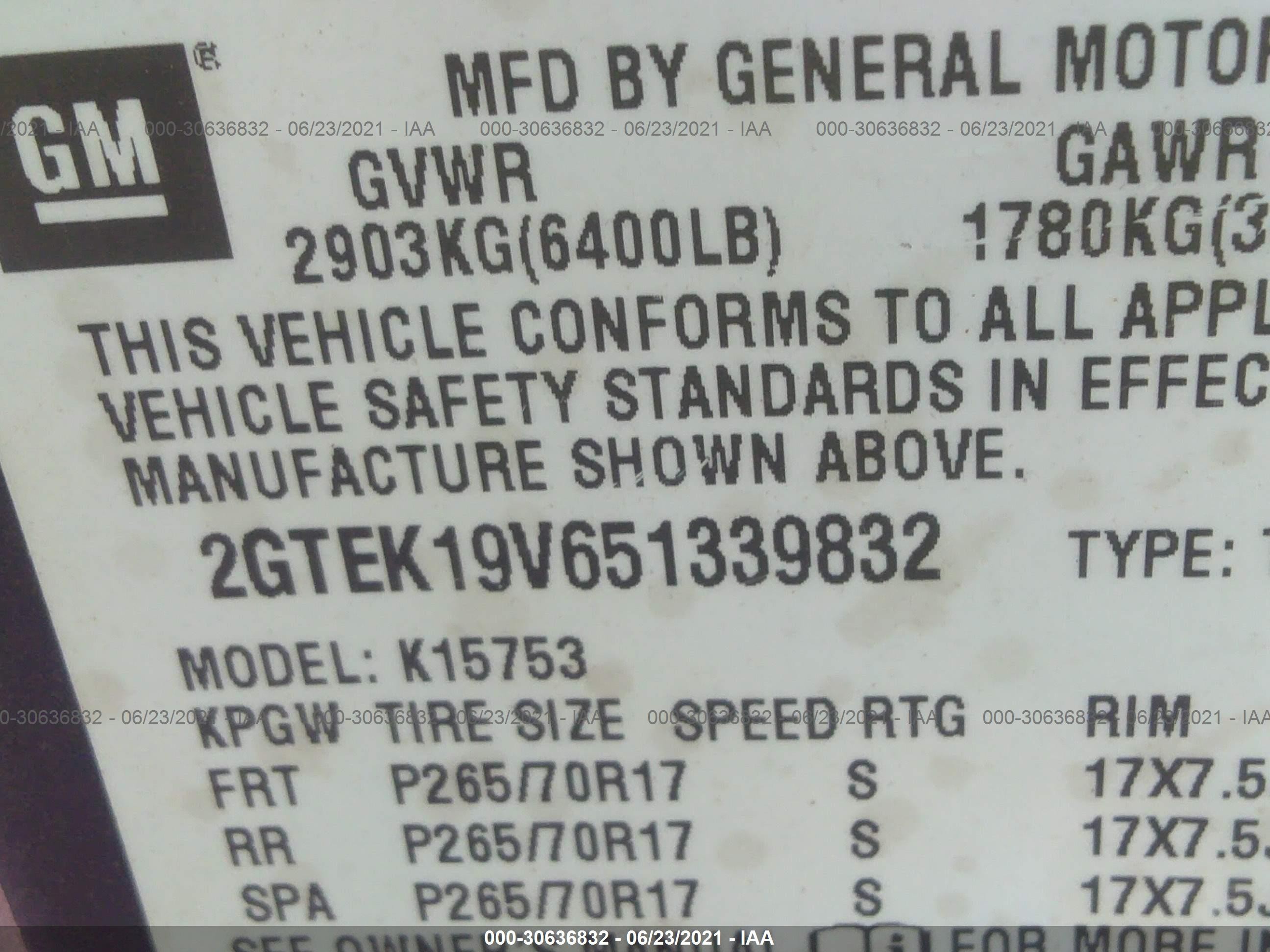 Photo 8 VIN: 2GTEK19V651339832 - GMC SIERRA 