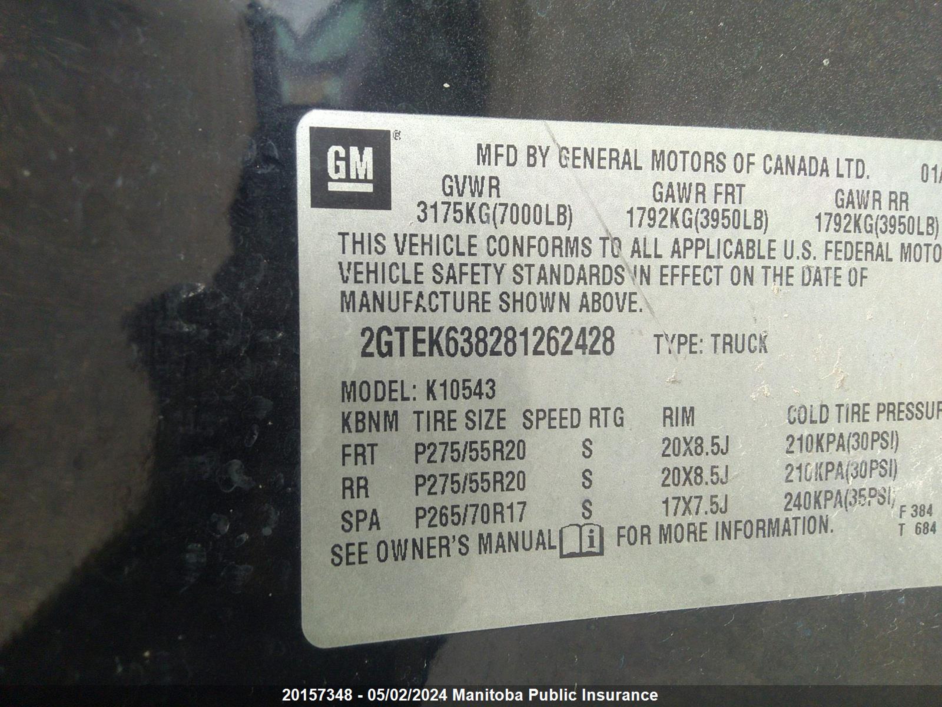 Photo 8 VIN: 2GTEK638281262428 - GMC NULL 