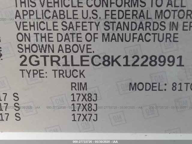 Photo 8 VIN: 2GTR1LEC8K1228991 - GMC SIERRA 1500 LIMITED 