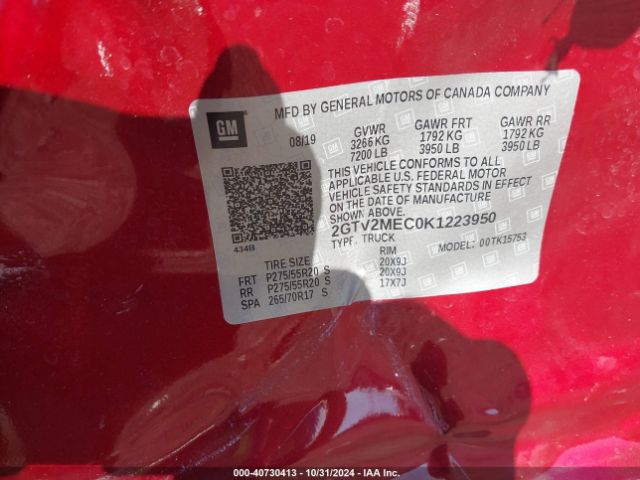 Photo 8 VIN: 2GTV2MEC0K1223950 - GMC SIERRA LIMITED 