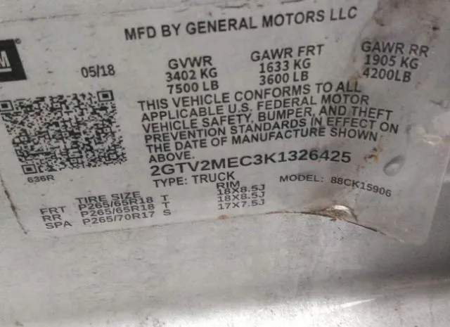 Photo 8 VIN: 2GTV2MEC3K1326425 - GMC SIERRA 1500 LIMITED 