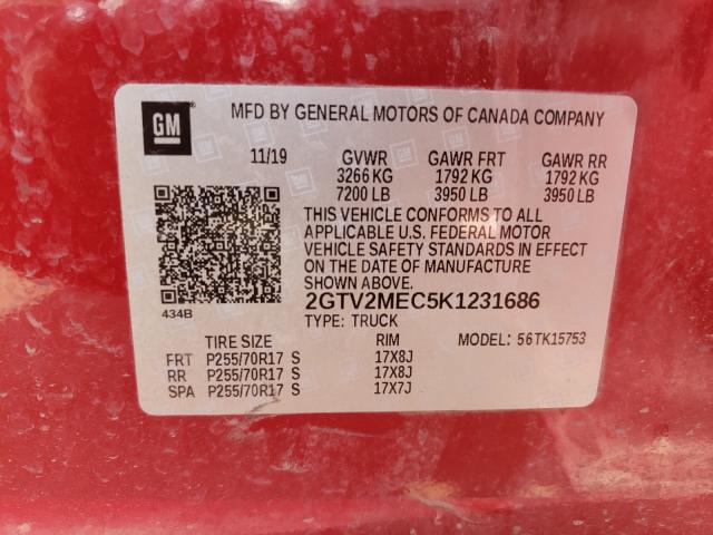 Photo 9 VIN: 2GTV2MEC5K1231686 - GMC SIERRA LIM 