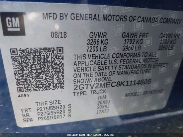 Photo 8 VIN: 2GTV2MEC8K1114605 - GMC SIERRA LIMITED 