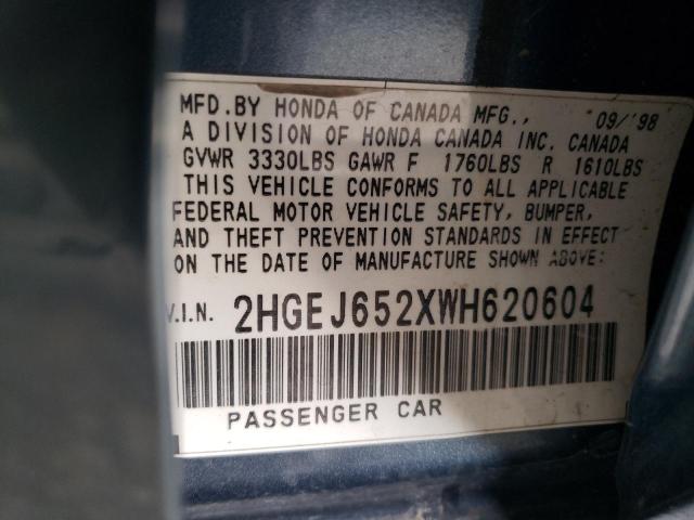 Photo 11 VIN: 2HGEJ652XWH620604 - HONDA CIVIC DX 