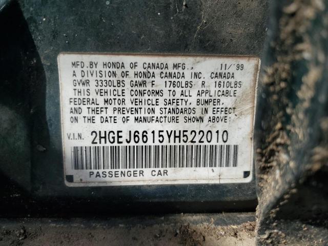 Photo 11 VIN: 2HGEJ6615YH522010 - HONDA CIVIC BASE 