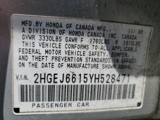 Photo 11 VIN: 2HGEJ6615YH528471 - HONDA CIVIC 