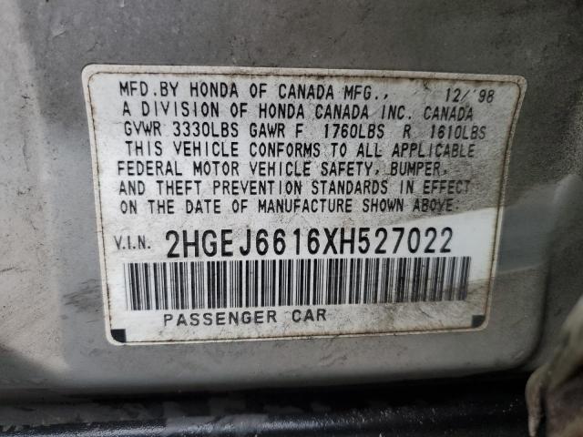 Photo 11 VIN: 2HGEJ6616XH527022 - HONDA CIVIC 