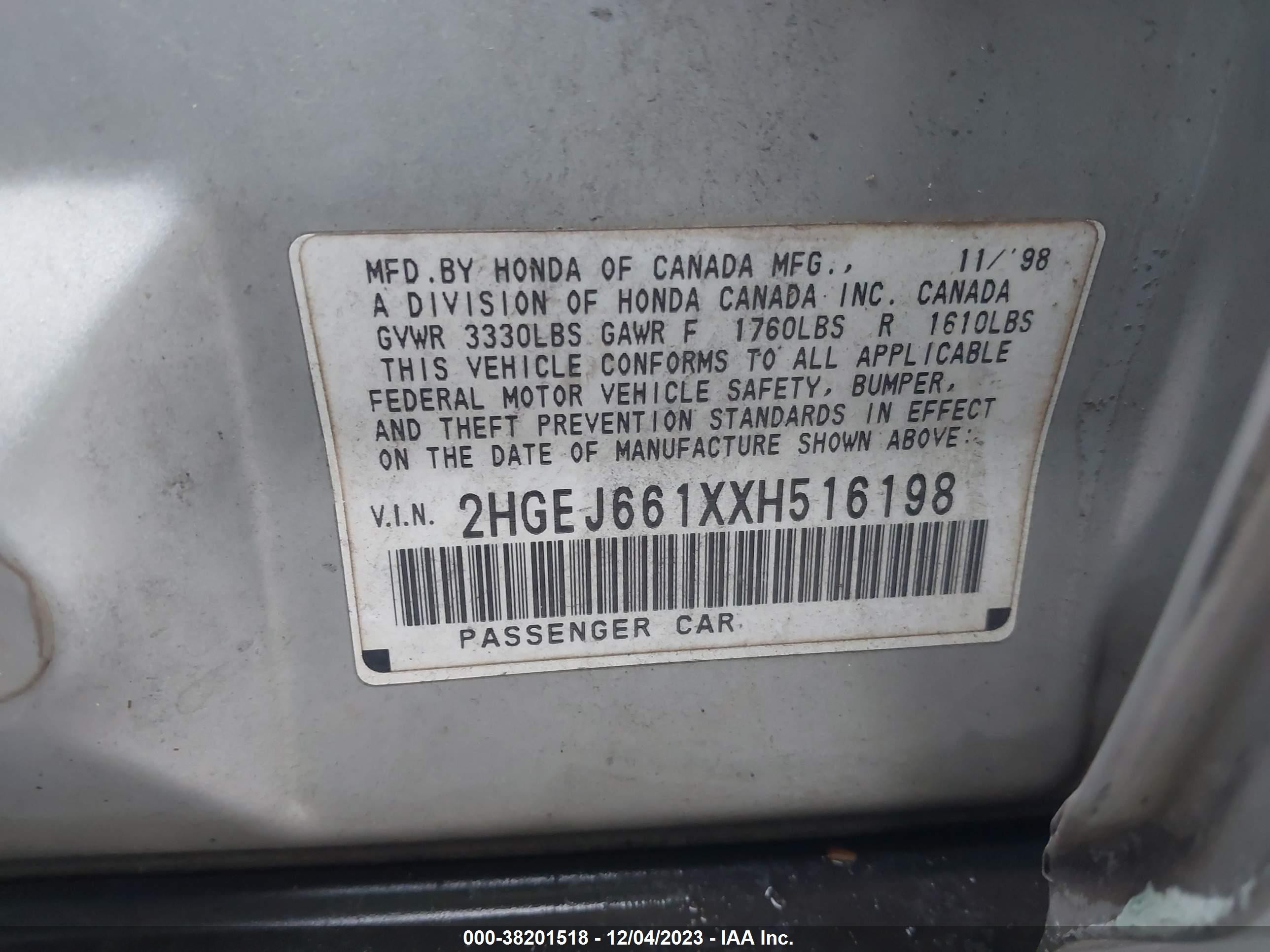 Photo 8 VIN: 2HGEJ661XXH516198 - HONDA CIVIC 