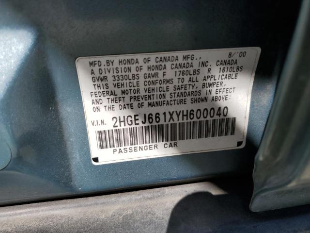 Photo 11 VIN: 2HGEJ661XYH600040 - HONDA CIVIC BASE 