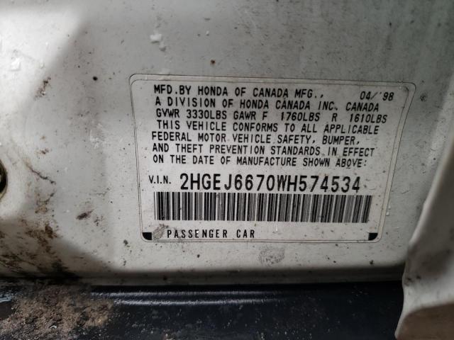 Photo 11 VIN: 2HGEJ6670WH574534 - HONDA CIVIC 