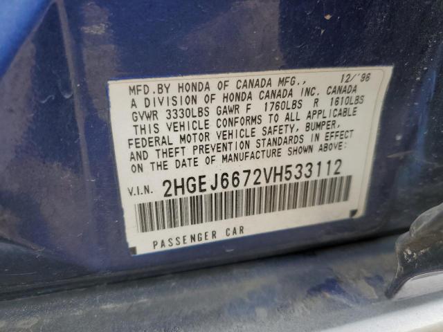 Photo 11 VIN: 2HGEJ6672VH533112 - HONDA CIVIC LX 