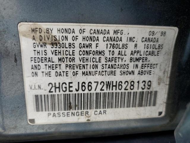 Photo 11 VIN: 2HGEJ6672WH628139 - HONDA CIVIC LX 