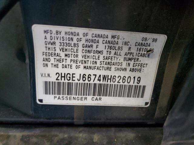 Photo 11 VIN: 2HGEJ6674WH626019 - HONDA CIVIC LX 