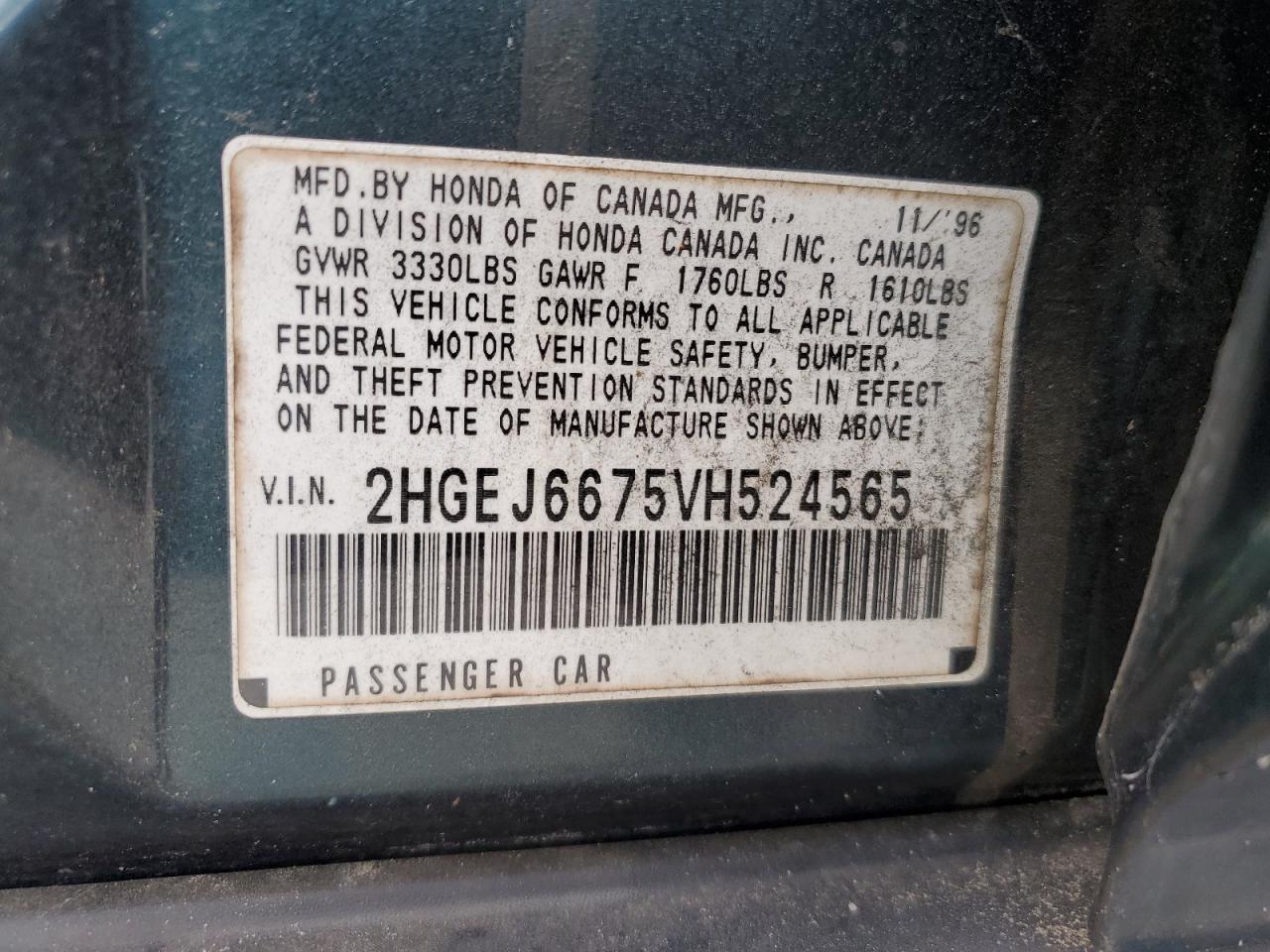 Photo 11 VIN: 2HGEJ6675VH524565 - HONDA CIVIC 