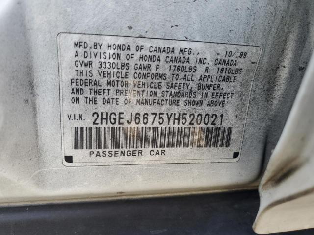 Photo 11 VIN: 2HGEJ6675YH520021 - HONDA CIVIC LX 