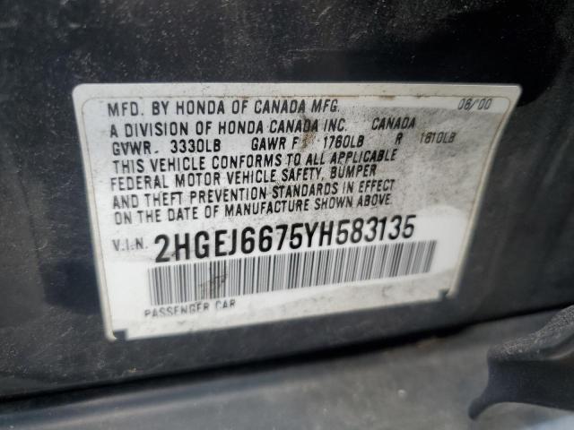 Photo 11 VIN: 2HGEJ6675YH583135 - HONDA CIVIC 