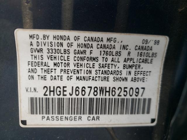 Photo 9 VIN: 2HGEJ6678WH625097 - HONDA CIVIC LX 