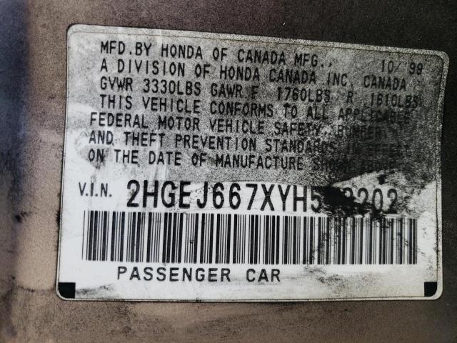 Photo 11 VIN: 2HGEJ667XYH518202 - HONDA CIVIC LX 