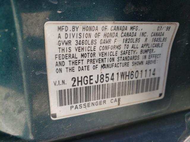 Photo 11 VIN: 2HGEJ8541WH601114 - HONDA CIVIC 