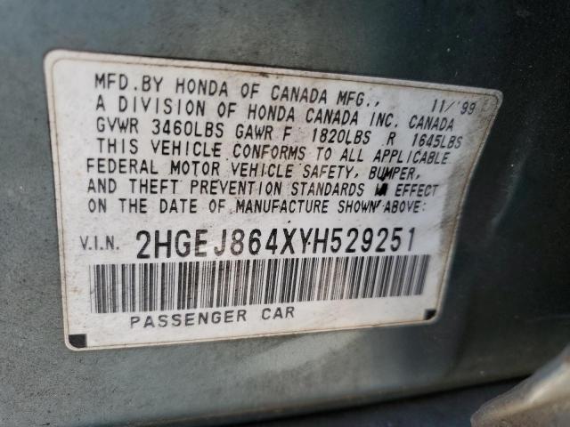 Photo 11 VIN: 2HGEJ864XYH529251 - HONDA CIVIC EX 