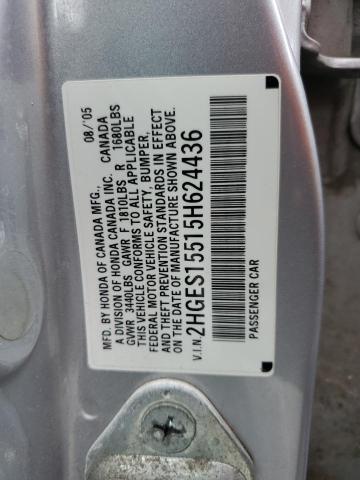 Photo 11 VIN: 2HGES15515H624436 - HONDA CIVIC LX 